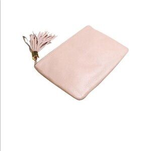 G.I.L.I. Blush Pink Nude Leather Clutch Pebbled Leather